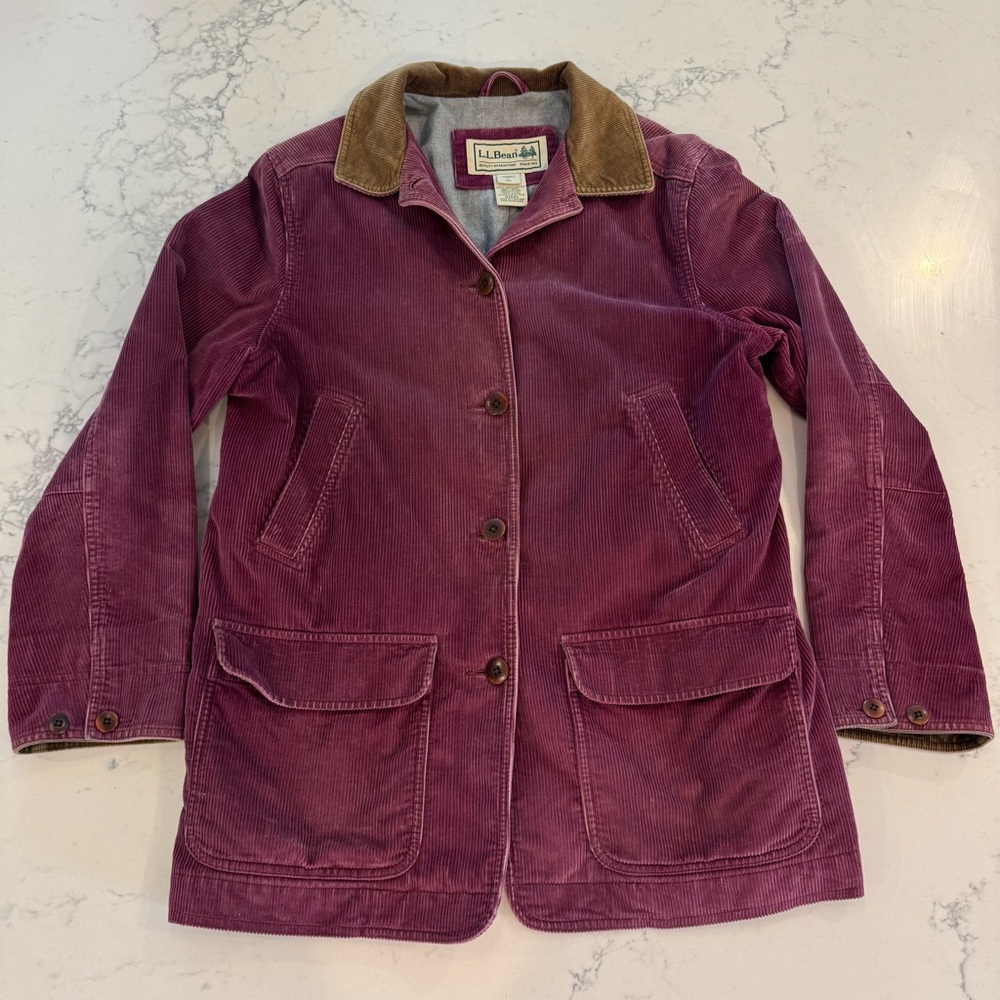 L.L. Bean Purple Utility Jacket with Corduroy Texture